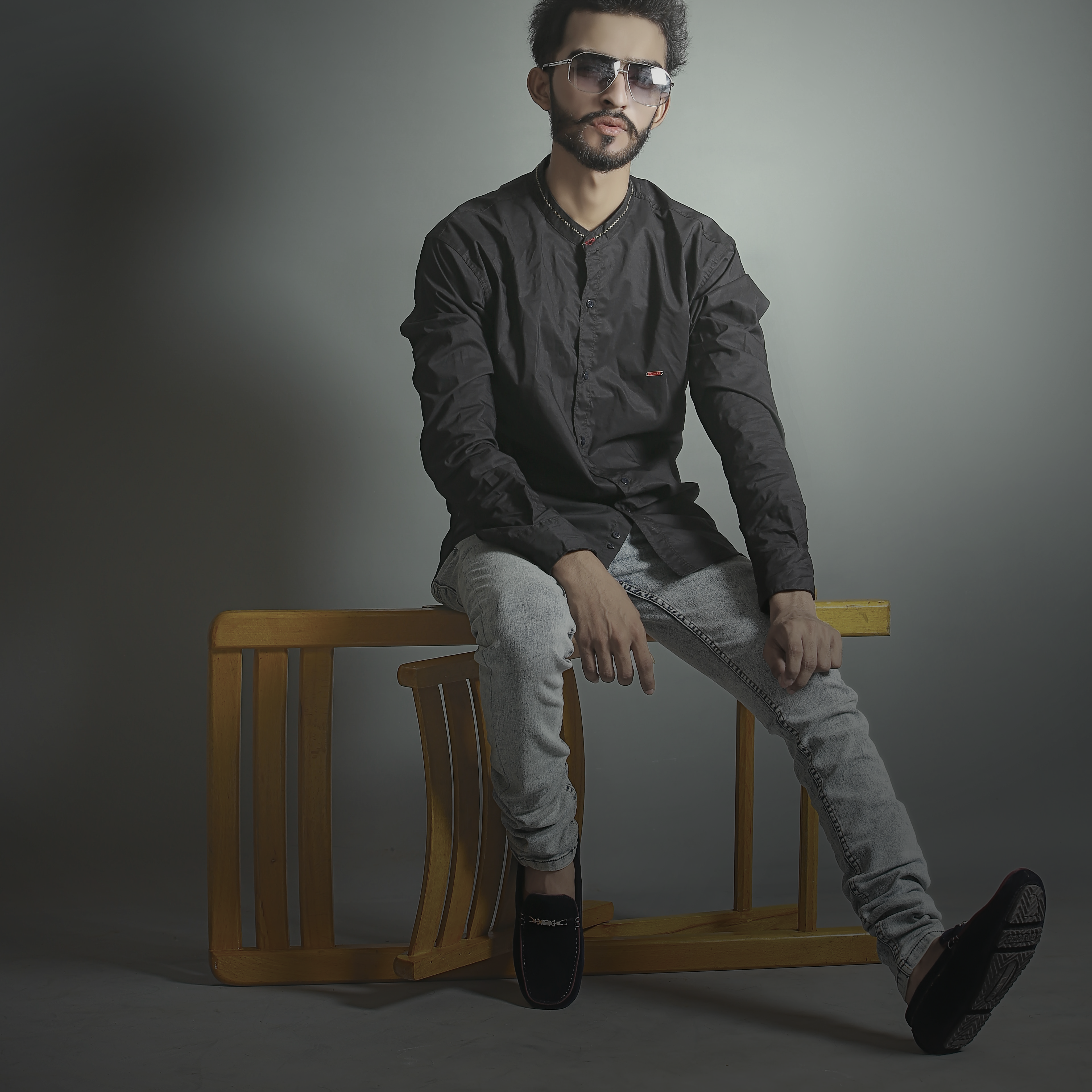 Black Cotton Dress Shirt